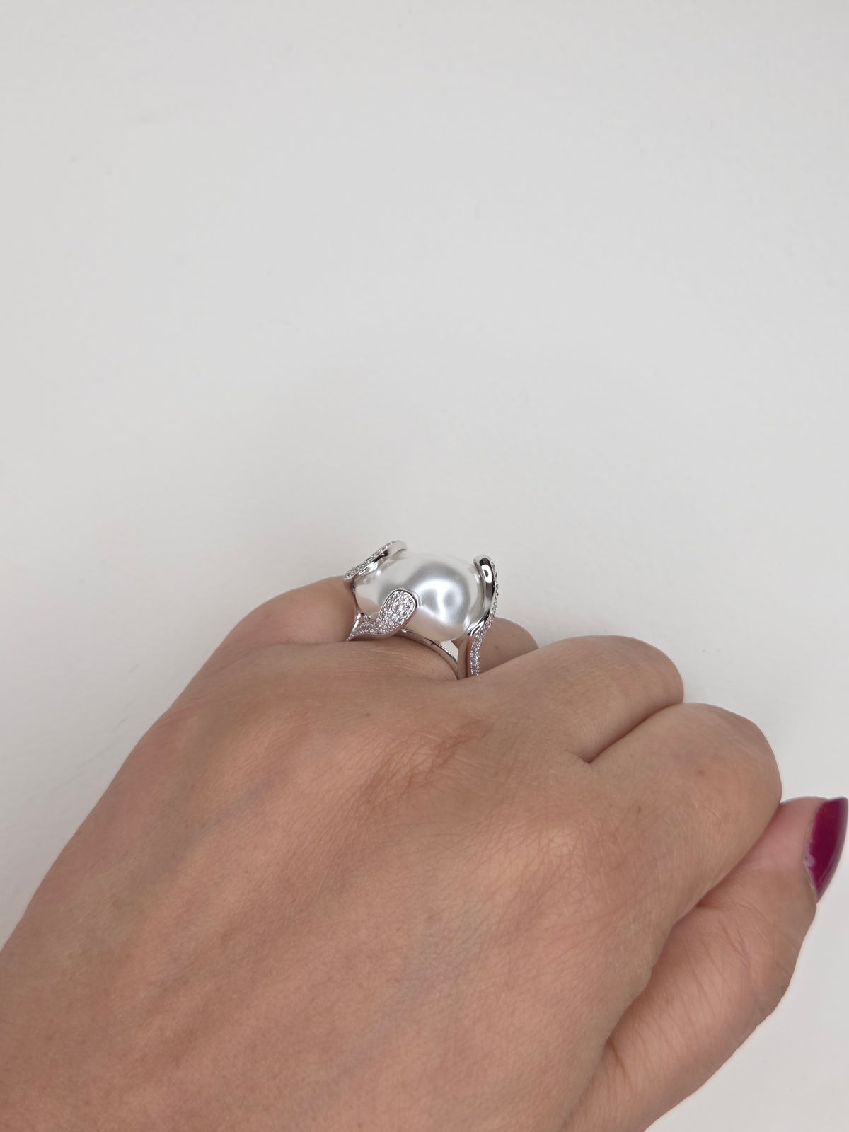 Baroque Pearl & Pavé Statement Ring
