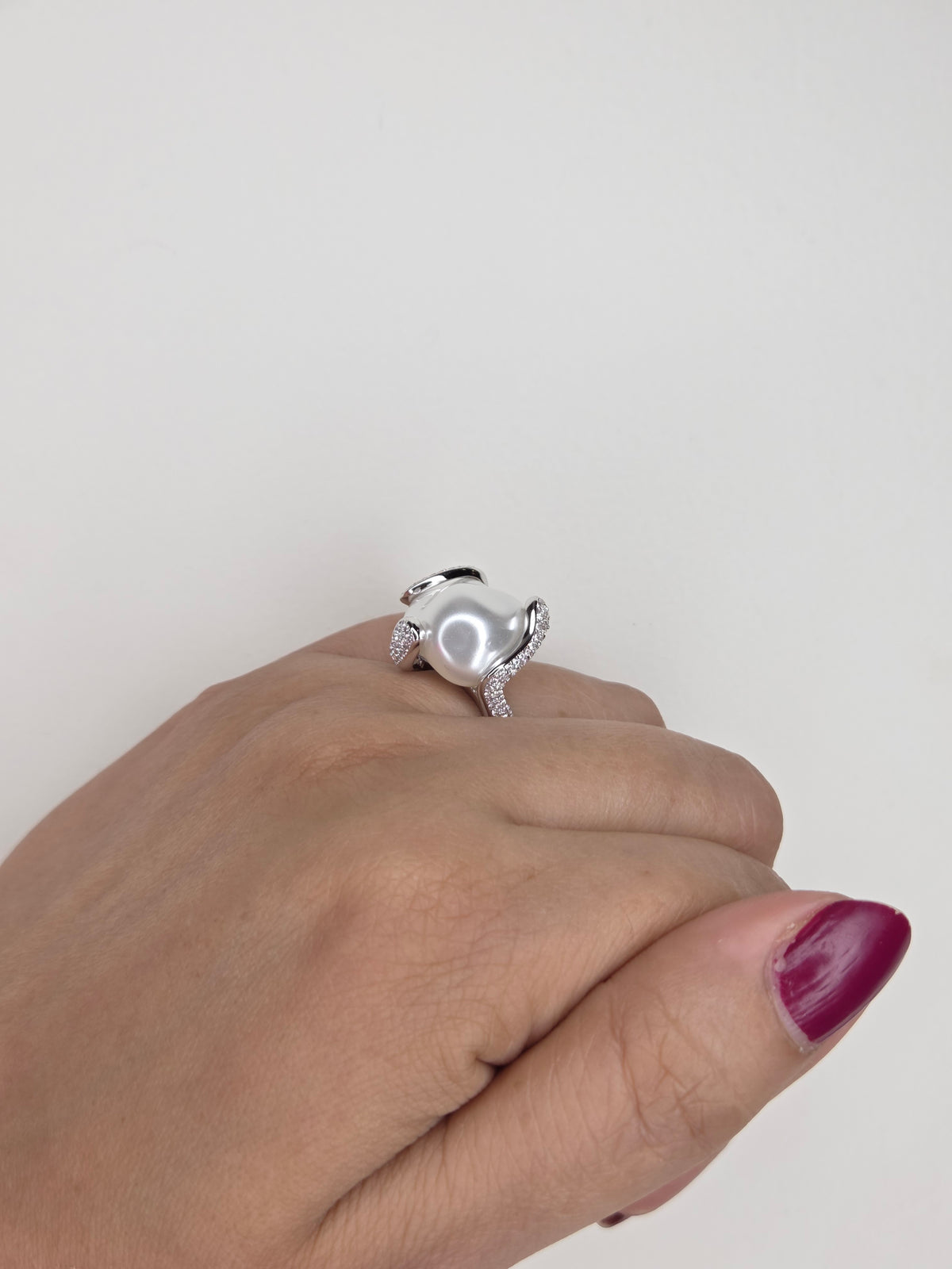 Baroque Pearl & Pavé Statement Ring