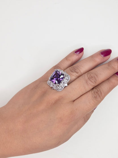 Amethyst Princess Cut Cocktail Ring