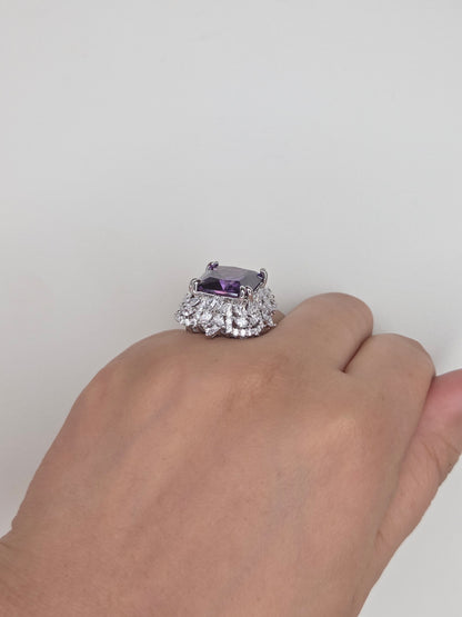 Amethyst Princess Cut Cocktail Ring