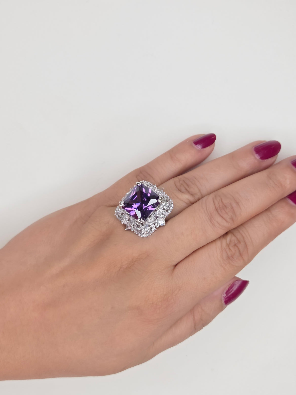 Amethyst Princess Cut Cocktail Ring