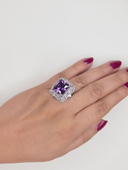 Amethyst Princess Cut Cocktail Ring