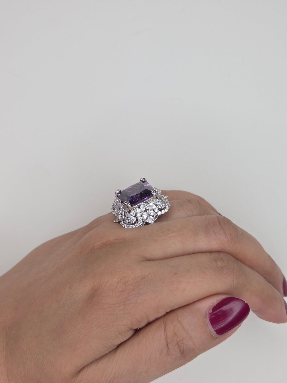 Amethyst Princess Cut Cocktail Ring