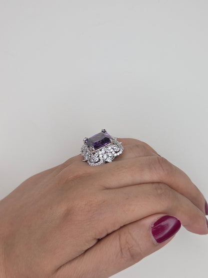 Amethyst Princess Cut Cocktail Ring