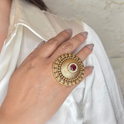 Ruby Jaal Temple Ring