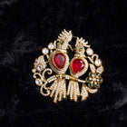 Ruby Heart Gold Plated Bird Motif Brooch