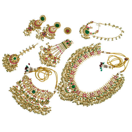 Regal Statement Kundan and Multi Stone Complete Bridal Necklace Set