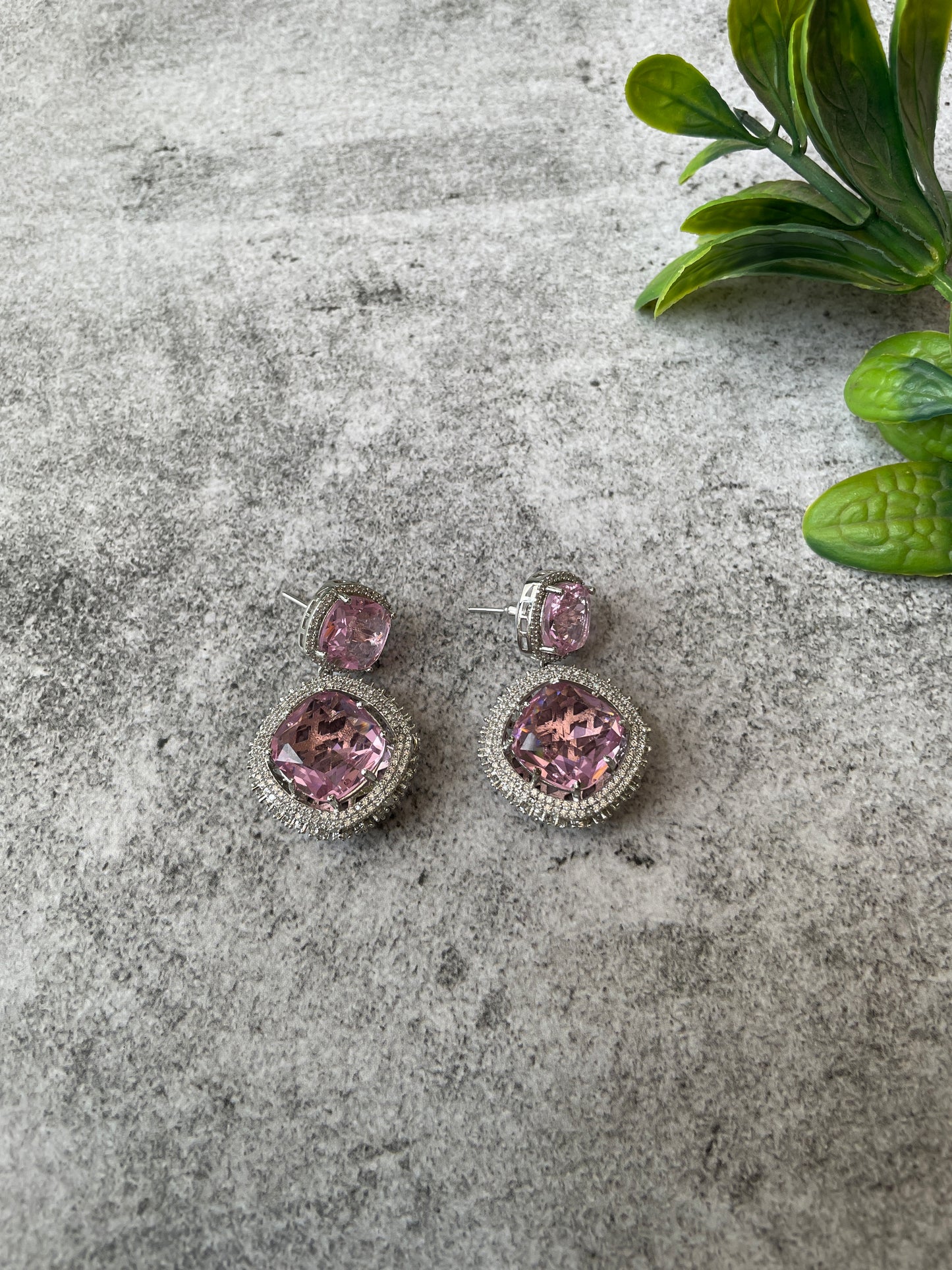 Layered Blush Pink Stone and Zircon Necklace Set