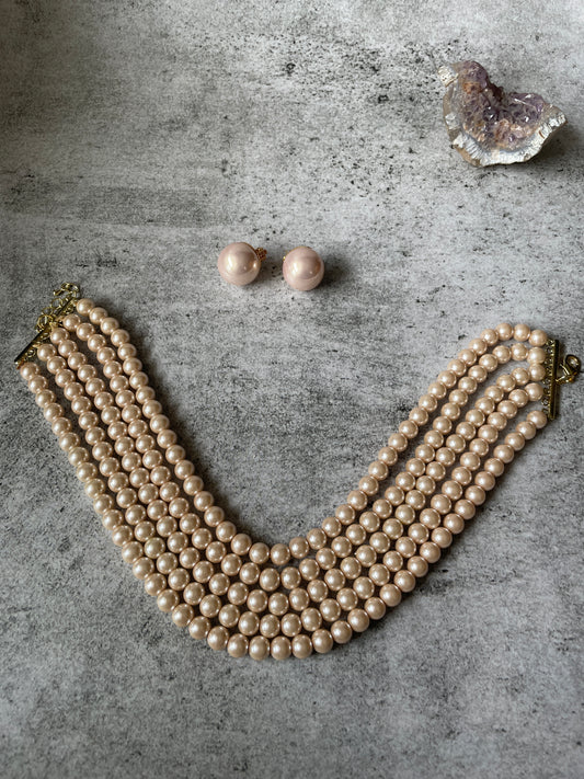 Layered Off White Pearl Necklace Set