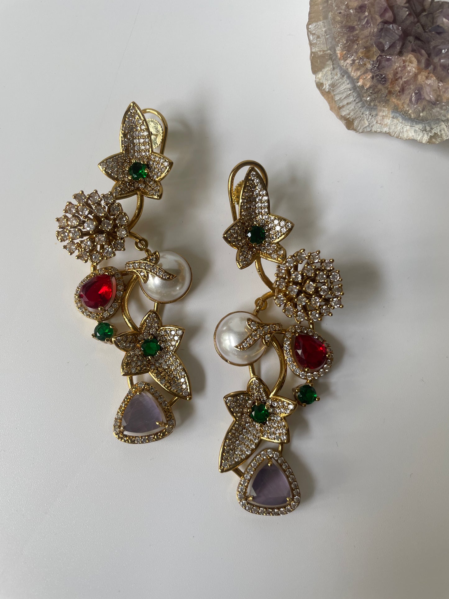 Stone Studded Utsav Necklace Set with Multi Colored Stone Detailing