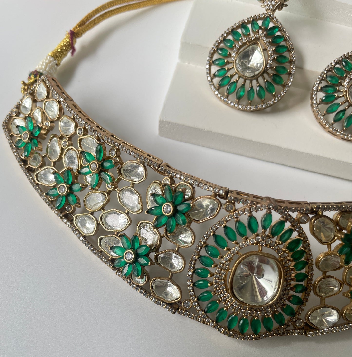 Gold Finish Utsav Choker Set with Stone Accents