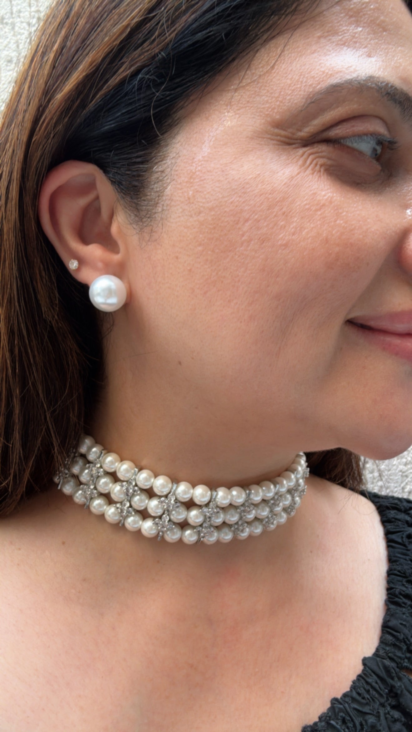 Classic Pearl Choker Set Accented with Zircon