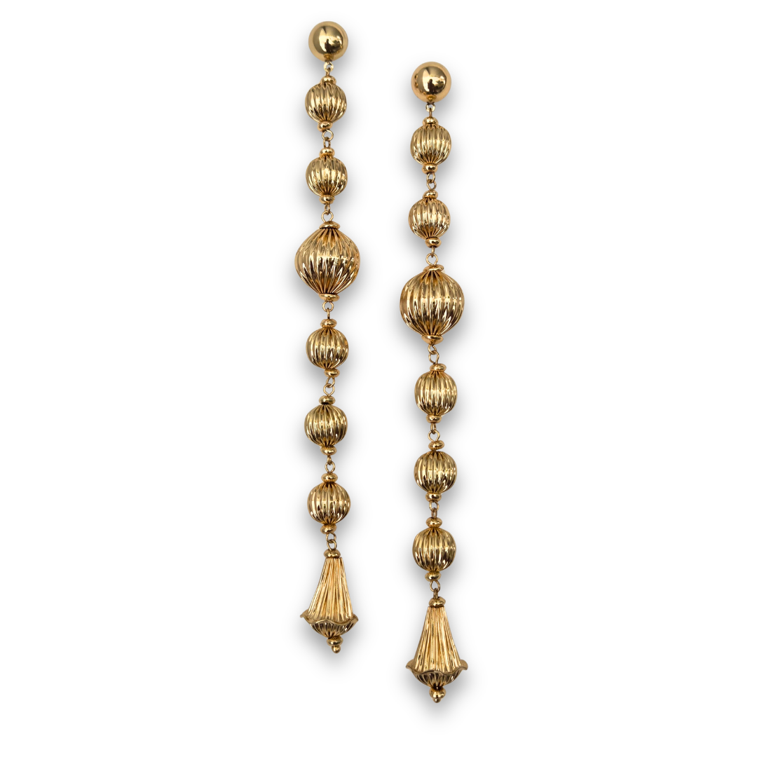 Textured Gold Bead Dangler Earrings