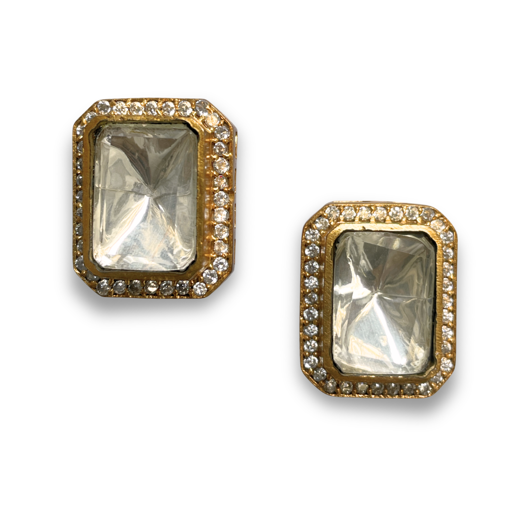 Classic Polki Studs with Zircon Accents