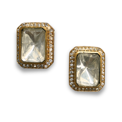 Classic Polki Studs with Zircon Accents