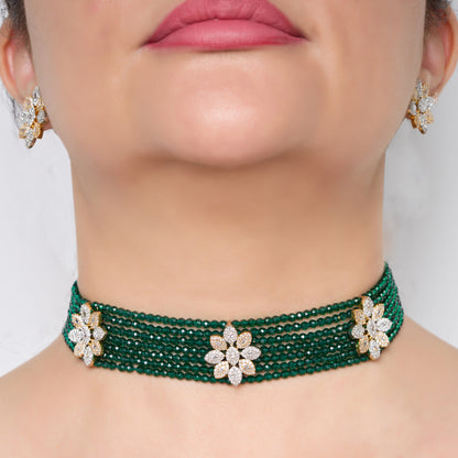 Zircon Beaded Choker Necklace Set