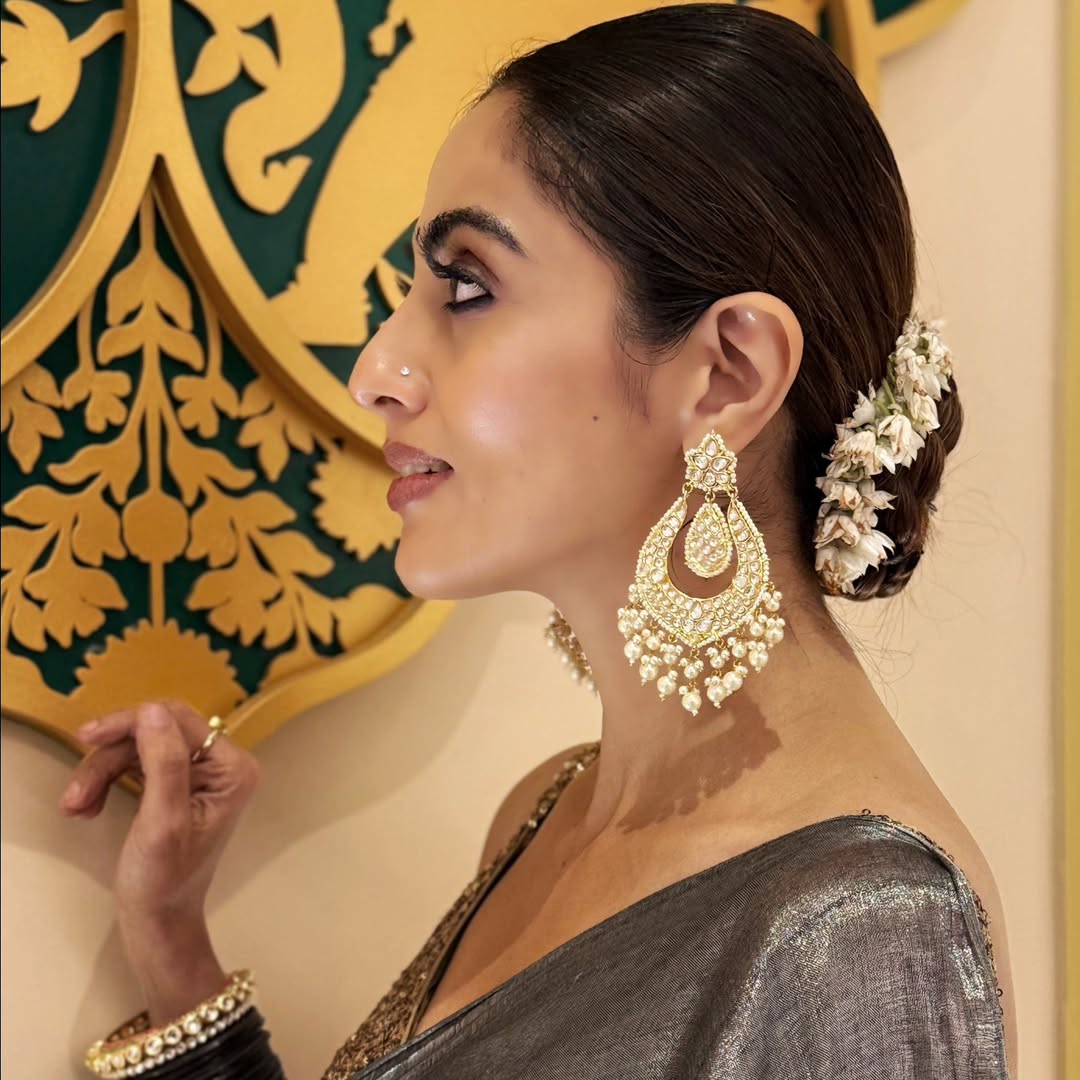 Long Traditional Kundan Earrings
