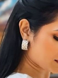 Baguette Zircon Huggies in White Finish