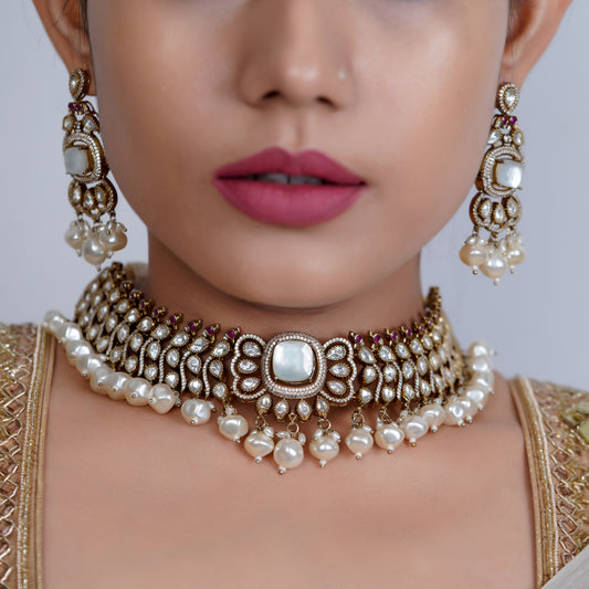 Pearl Polki Bridal Choker Set