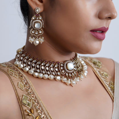 Pearl Polki Bridal Choker Set