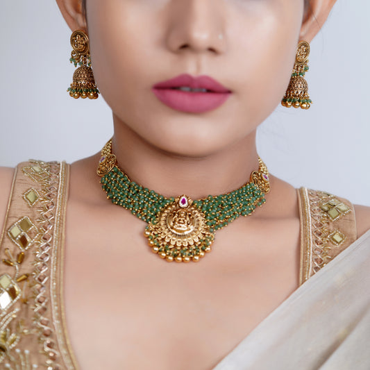 Temple Beaded Choker Necklace Set