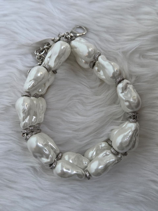 Layered Baroque Pearl Necklace with Zircon Accents