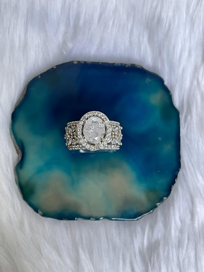 White Finish Solitaire Zircon Ring