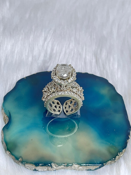 White Finish Solitaire Zircon Ring