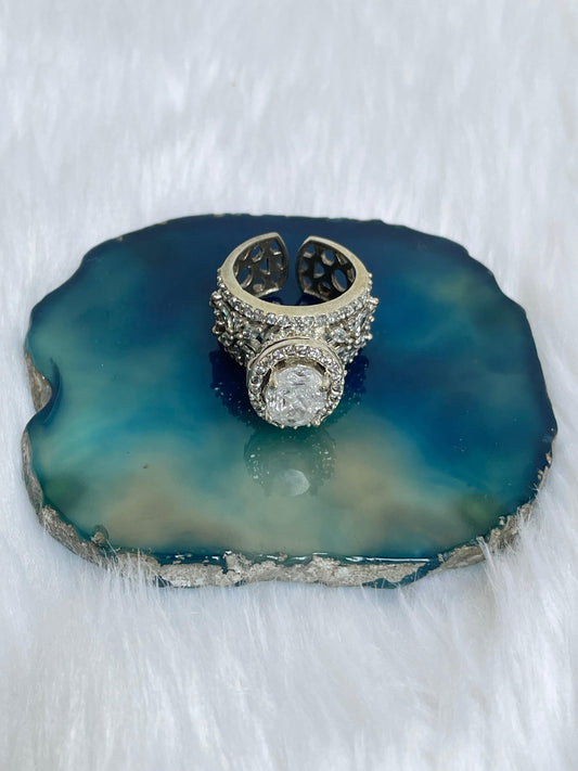 White Finish Solitaire Zircon Ring