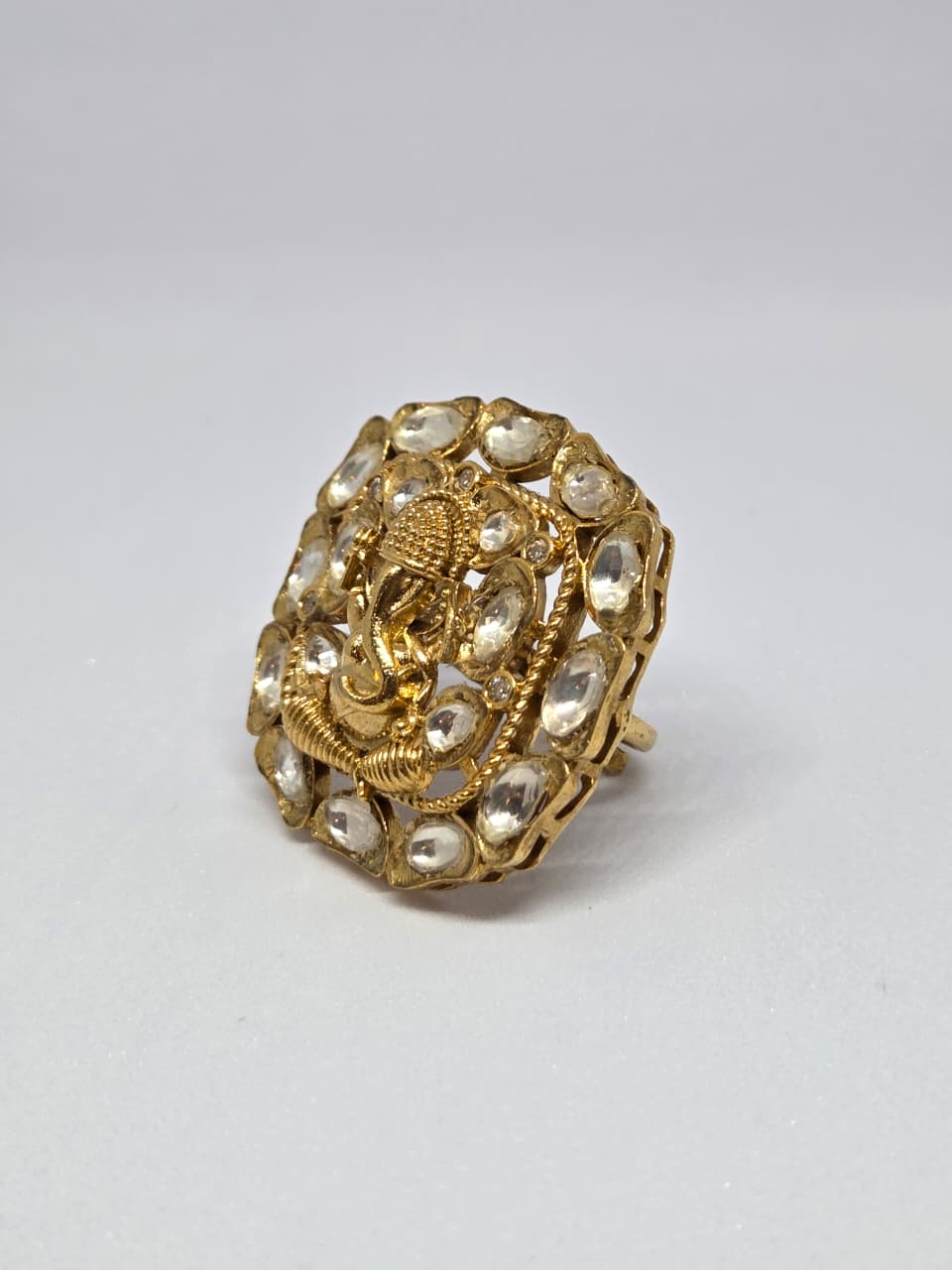 Gold Finish Kundan Ethnic Ring
