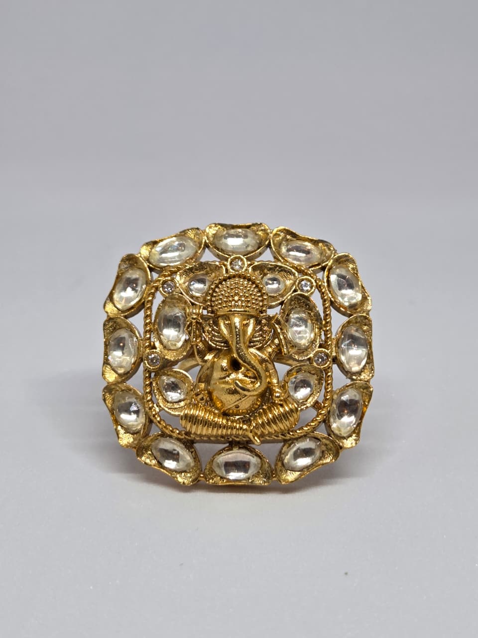 Gold Finish Kundan Ethnic Ring