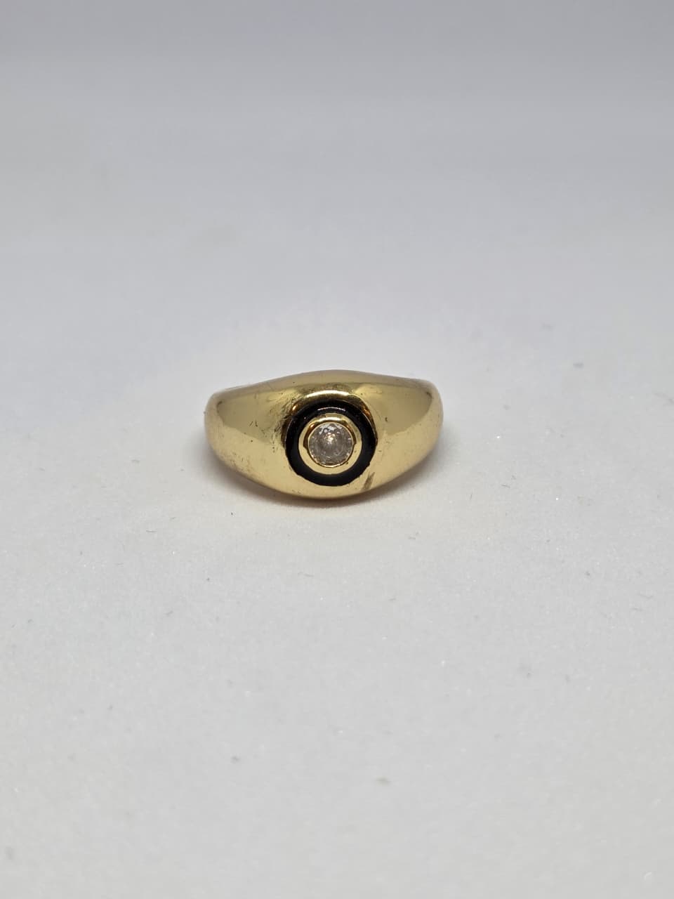 Bezel Solitaire Ring in Gold Finish