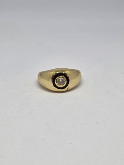 Bezel Solitaire Ring in Gold Finish