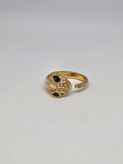 Gold Toned Zircon Studded Snake Ring