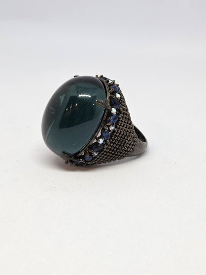 Blue Cabo Ring with Black Zircon Accents