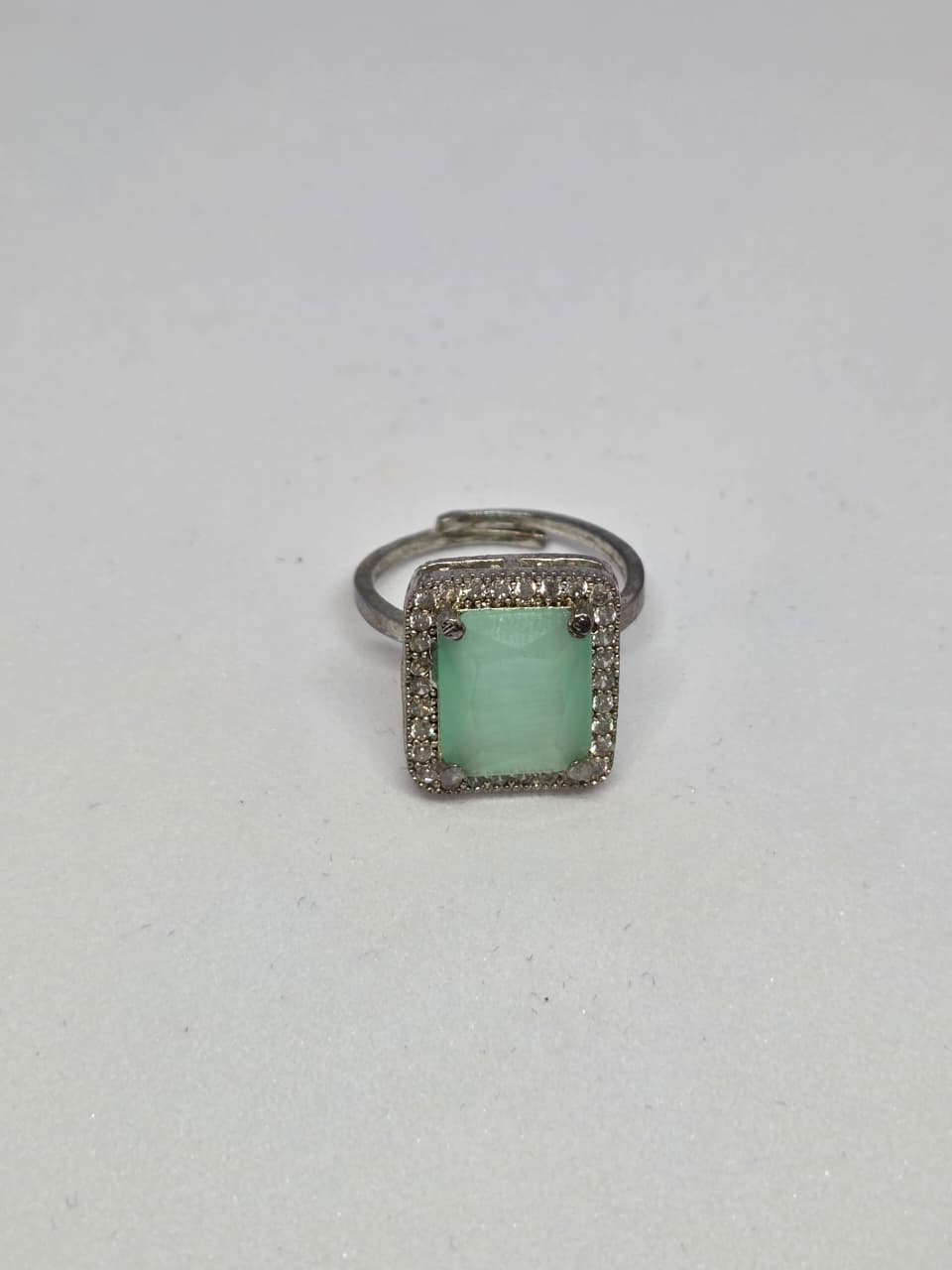 Aqua Zircon Solitaire Halo Ring