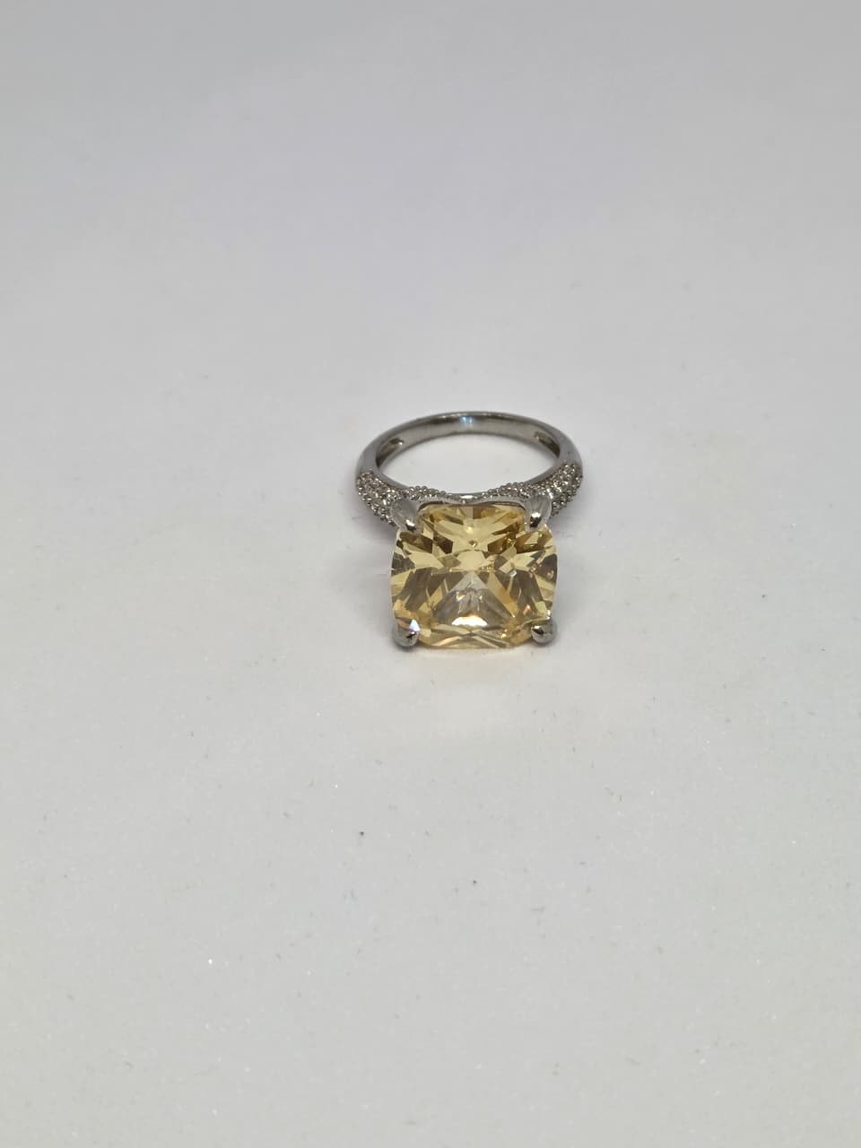 Yellow Zircon Solitaire Ring