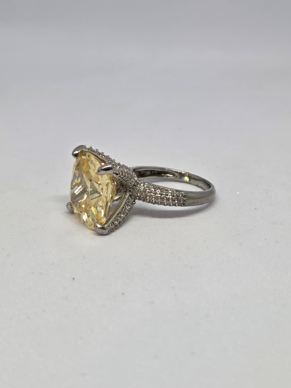 Yellow Zircon Solitaire Ring