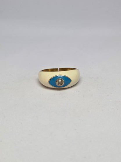 Enamelled Evil Eye Ring