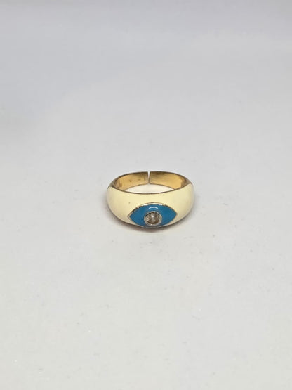 Enamelled Evil Eye Ring