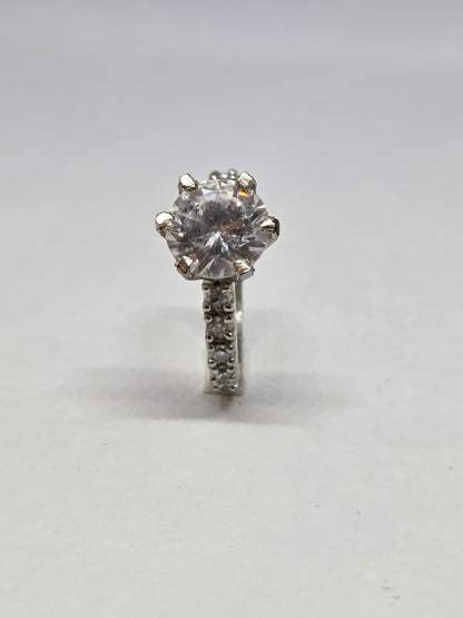 Zircon Solitaire Studded Ring