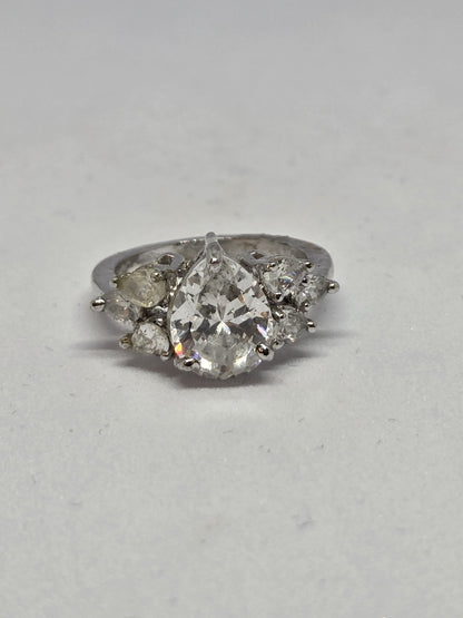 Pear Zircon Solitaire Ring