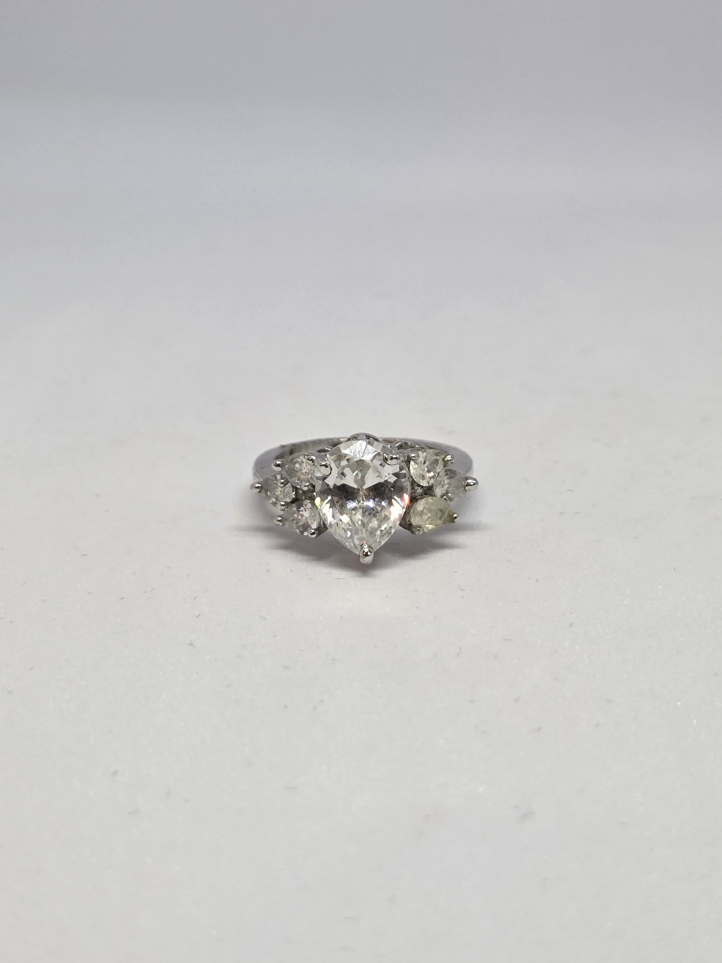 Pear Zircon Solitaire Ring