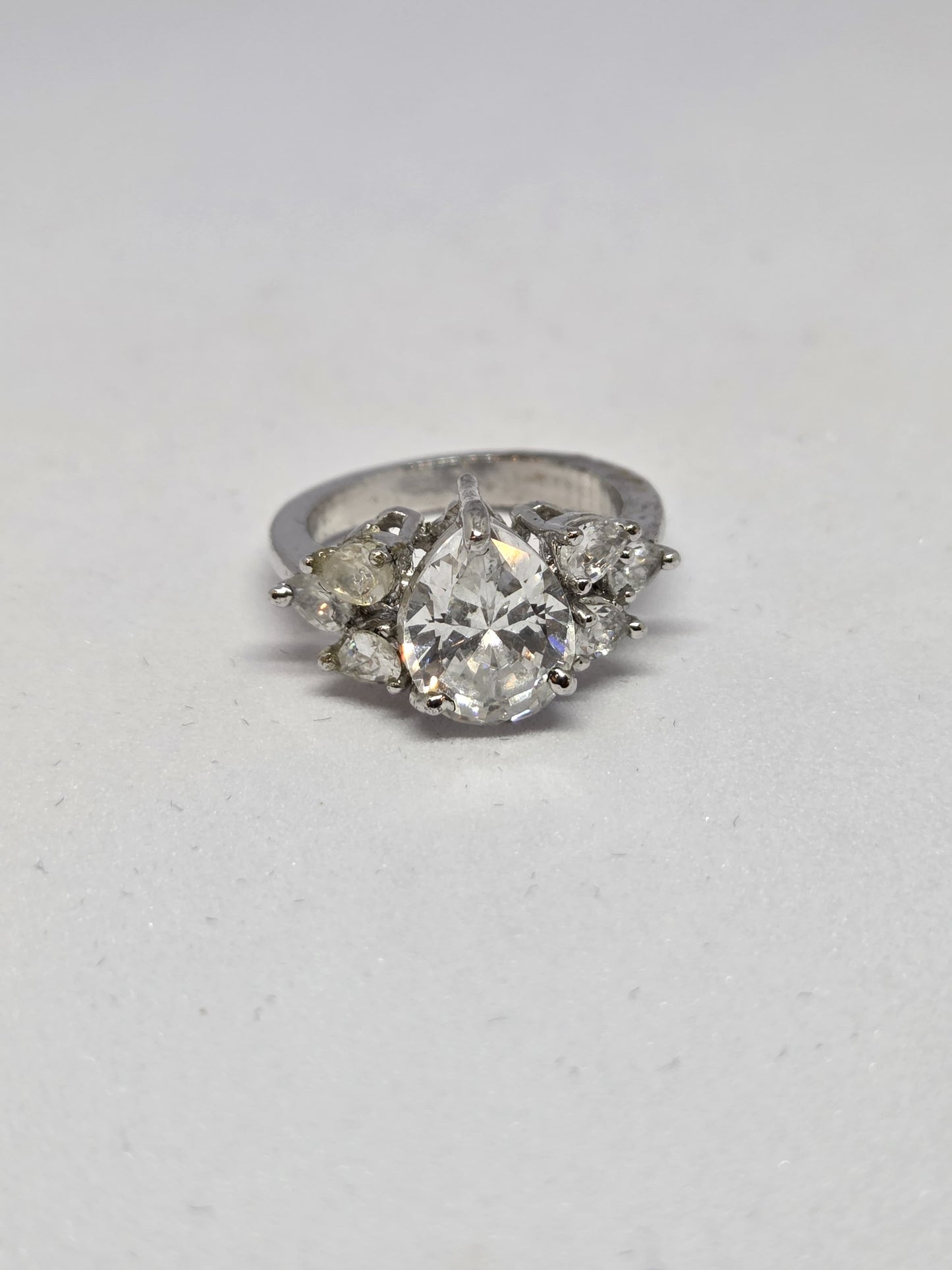 Pear Zircon Solitaire Ring