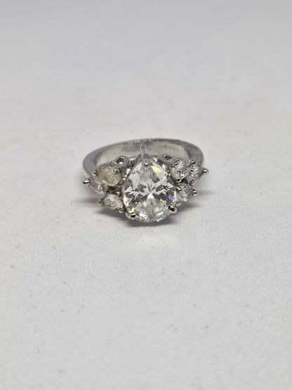 Pear Zircon Solitaire Ring