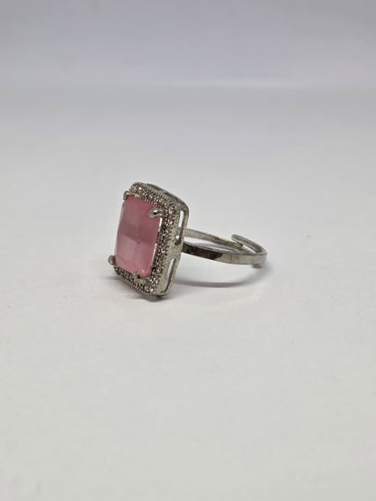 Blush Pink Zircon Crystal Halo Ring