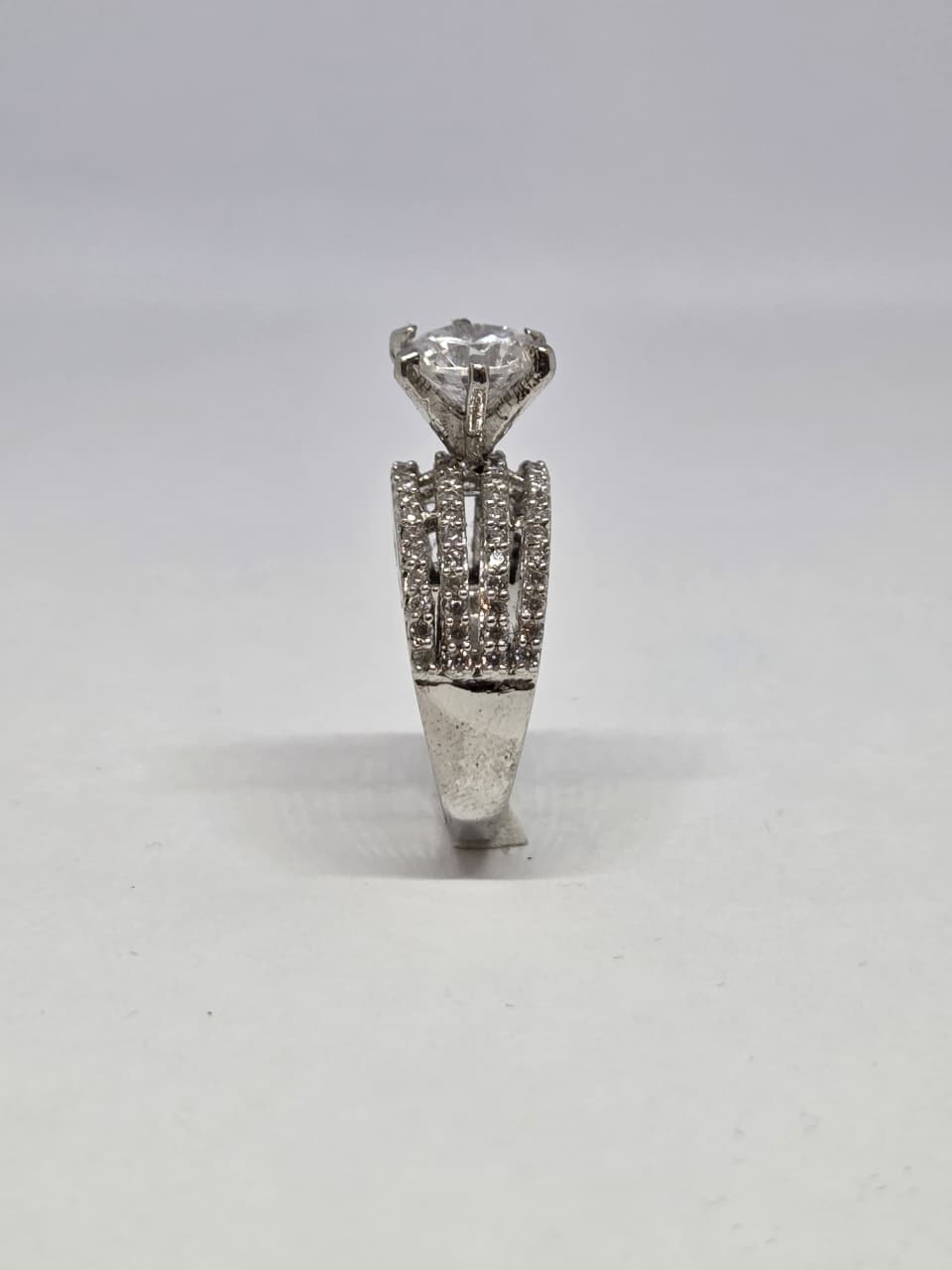 Zircon Solitaire Triple Band Ring