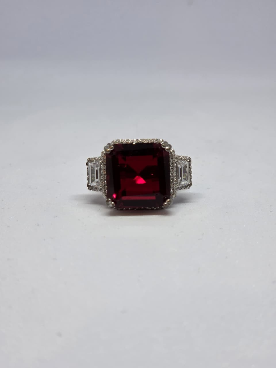Red Crystal Solitaire Zircon Ring