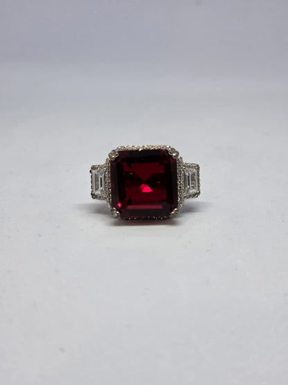 Red Crystal Solitaire Zircon Ring