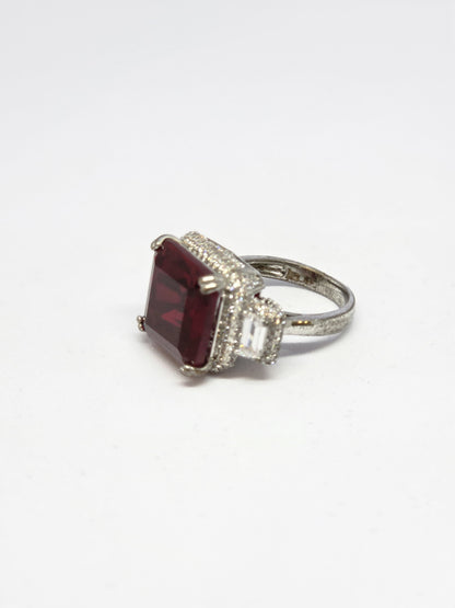 Red Crystal Solitaire Zircon Ring